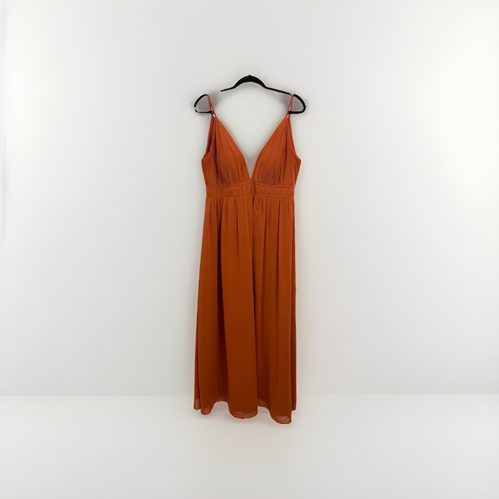 Revelry Dress‎ 10 Alma Chiffon Maxi Gown Formal Rust Orange Wedding Bridesmaid